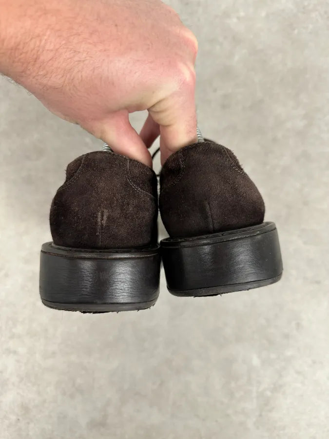 Bottega Veneta Brown Suede Derby Shoes HfSaQLl 7