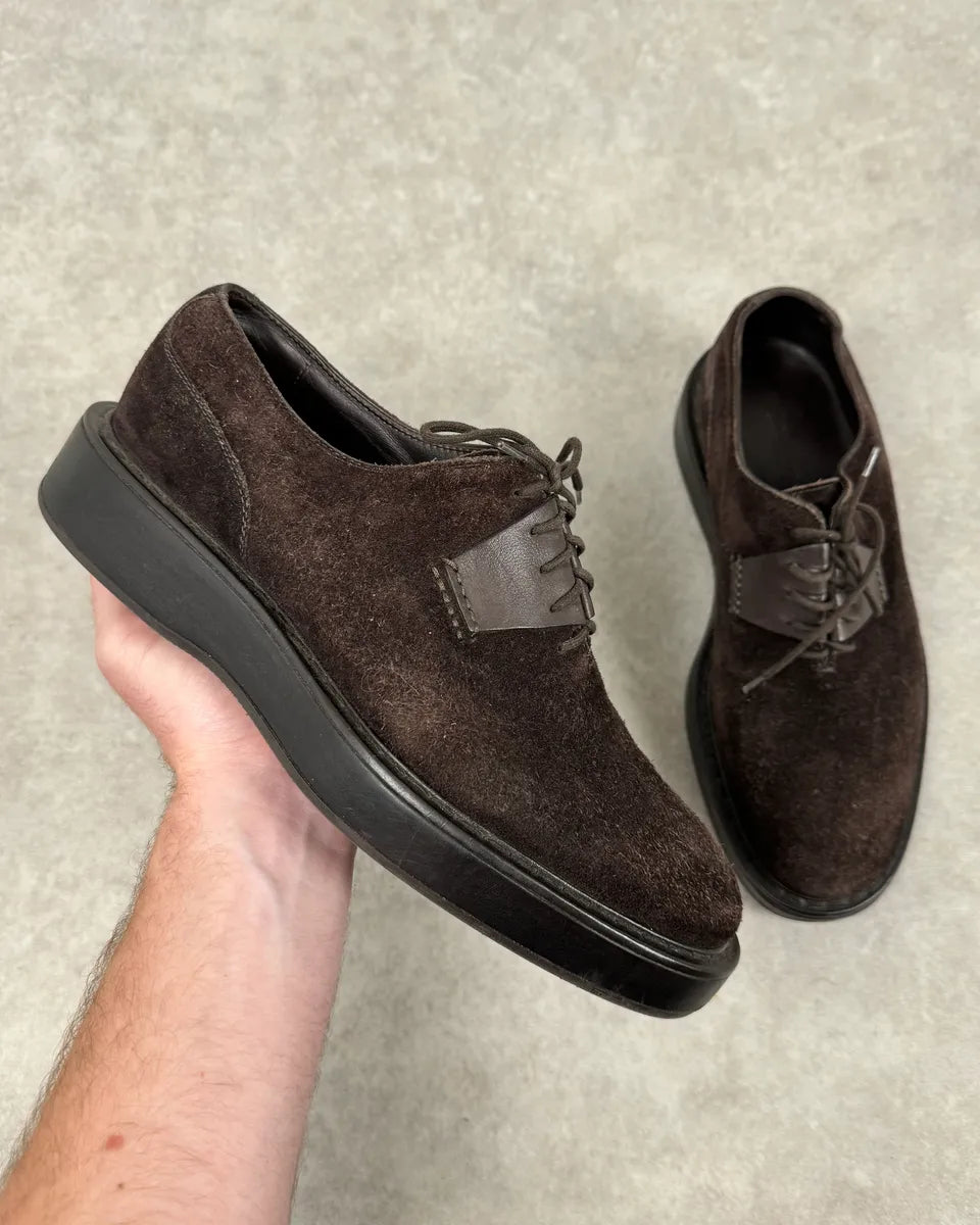Bottega Veneta Brown Suede Derby Shoes HfSaQLl 0