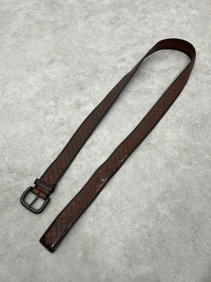 Bottega Veneta Brown Woven Leather Belt sklWIBE 3