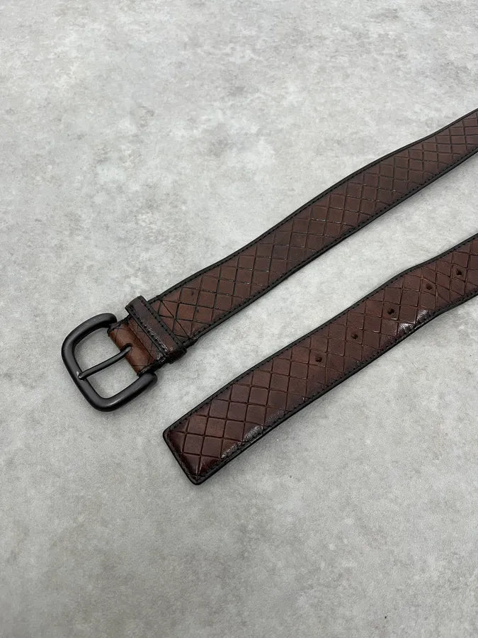Bottega Veneta Brown Woven Leather Belt sklWIBE 4