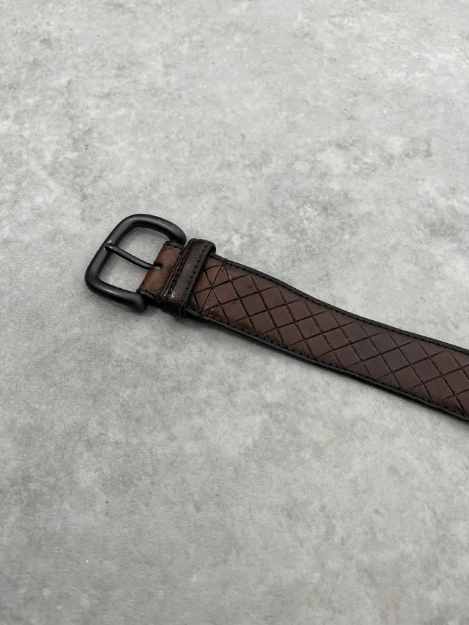 Bottega Veneta Brown Woven Leather Belt sklWIBE 5