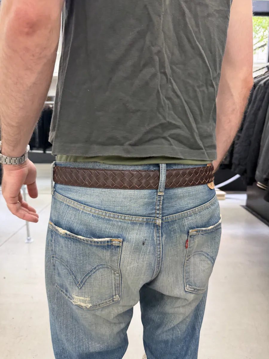 Bottega Veneta Brown Woven Leather Belt WvVHuQL 1