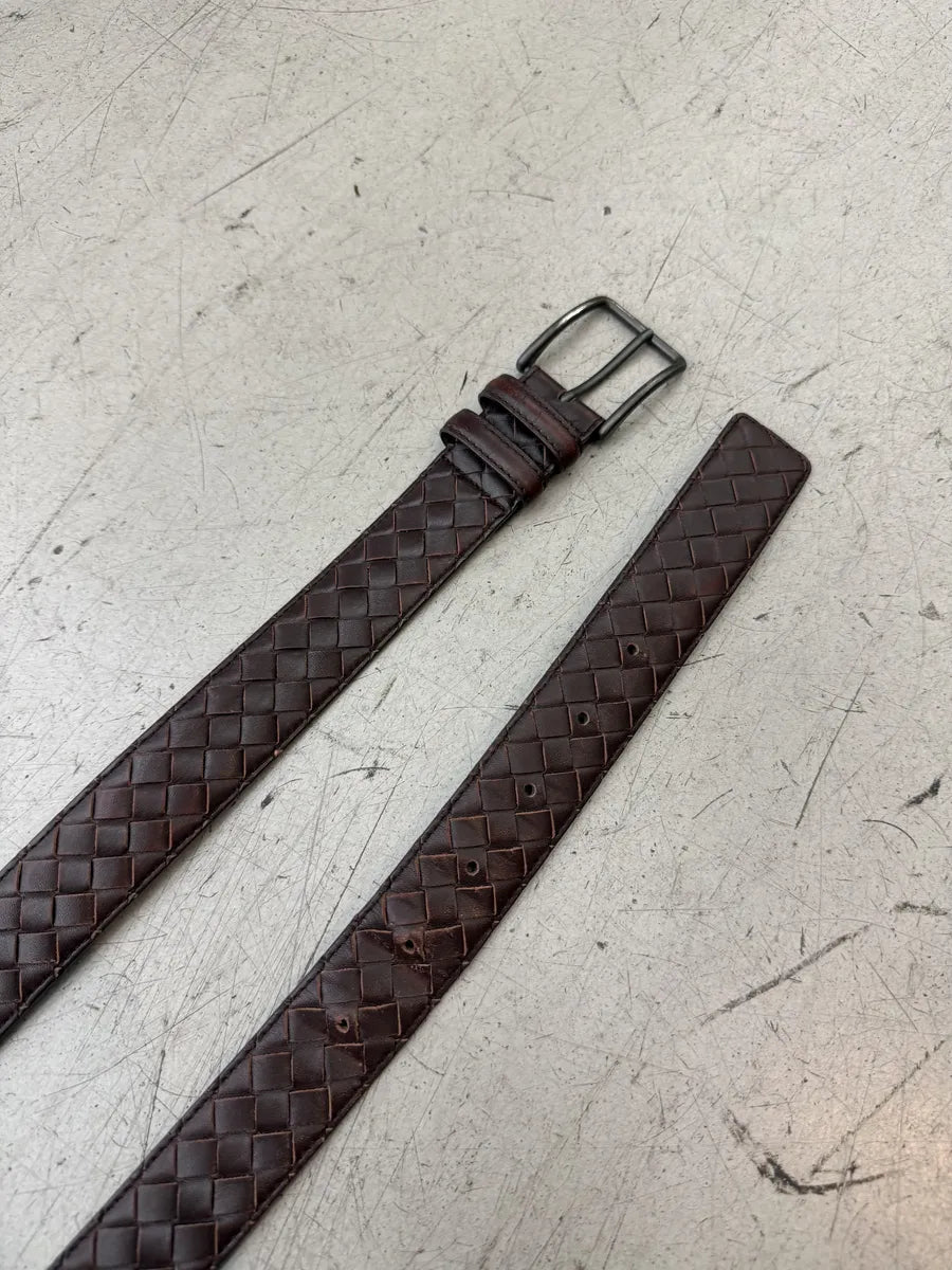 Bottega Veneta Brown Woven Leather Belt WvVHuQL 3