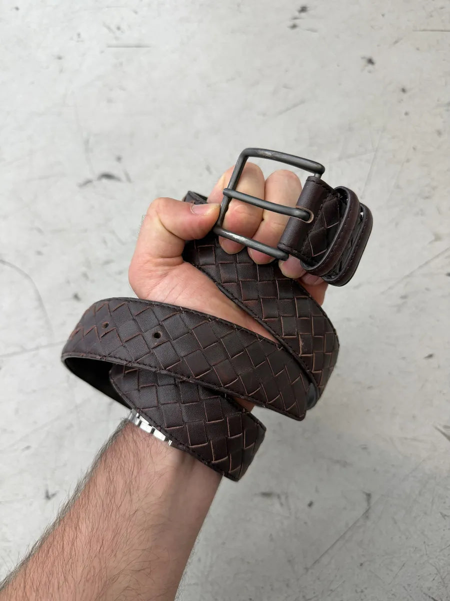 Bottega Veneta Brown Woven Leather Belt WvVHuQL 4