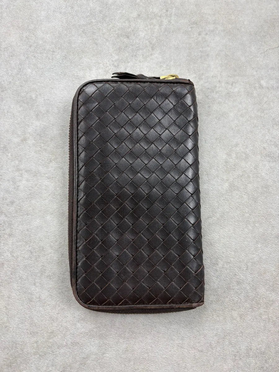 Bottega Veneta Brown Woven Leather Wallet kJMsSxo 0