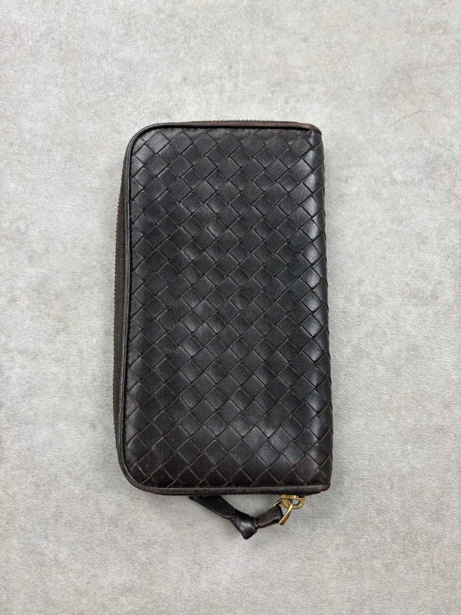 Bottega Veneta Brown Woven Leather Wallet kJMsSxo 1
