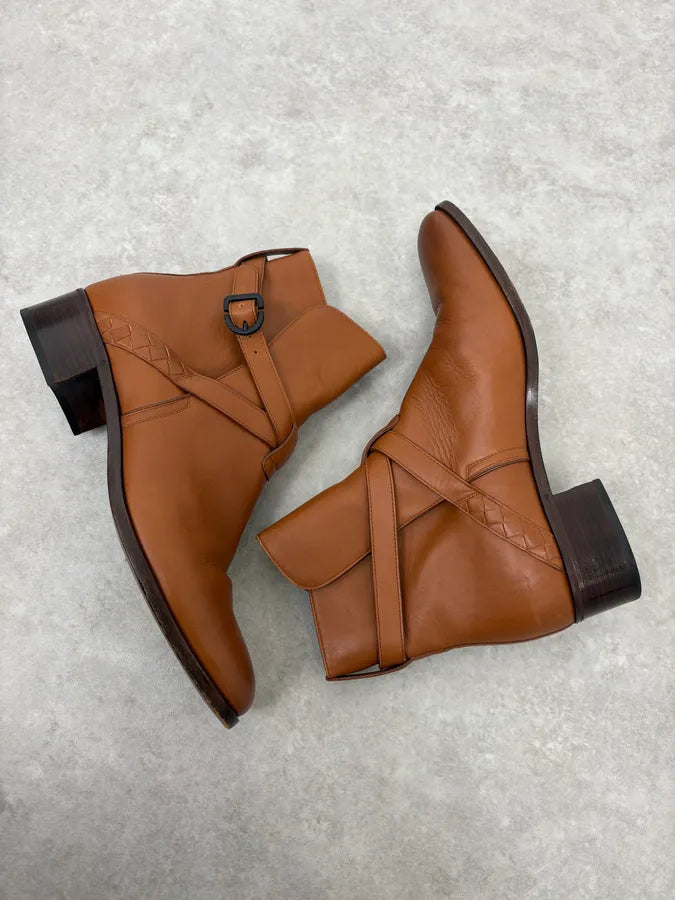 Bottega Veneta Camel Brown Leather Ankle Boots eVeDumq 5