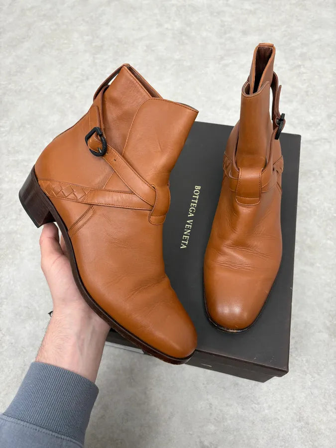 Bottega Veneta Camel Brown Leather Ankle Boots eVeDumq 0