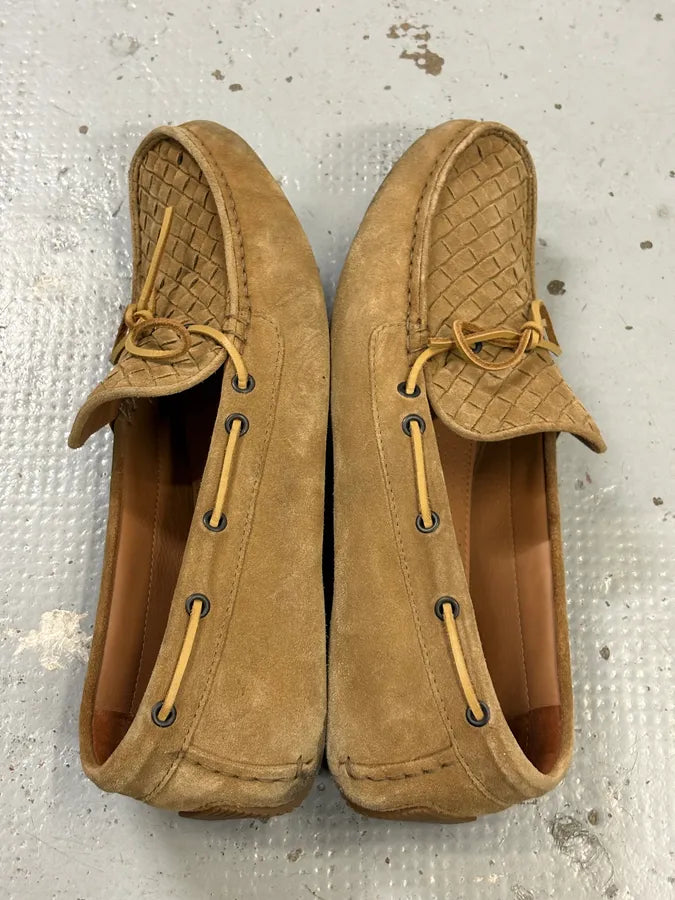 Bottega Veneta Camel Suede Intrecciato Woven Loafers Shoes ZccIRxH 4