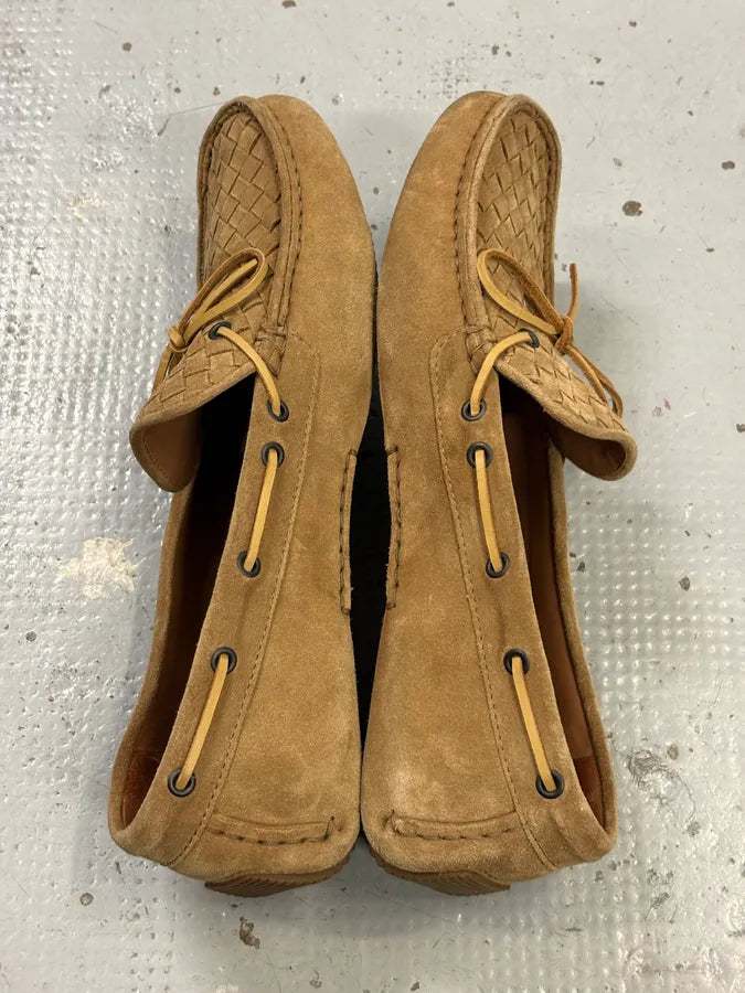 Bottega Veneta Camel Suede Intrecciato Woven Loafers Shoes ZccIRxH 3