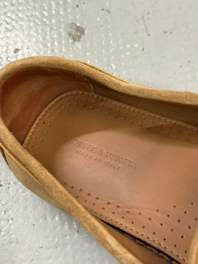 Bottega Veneta Camel Suede Intrecciato Woven Loafers Shoes ZccIRxH 8