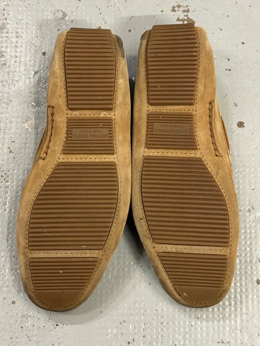 Bottega Veneta Camel Suede Intrecciato Woven Loafers Shoes ZccIRxH 6