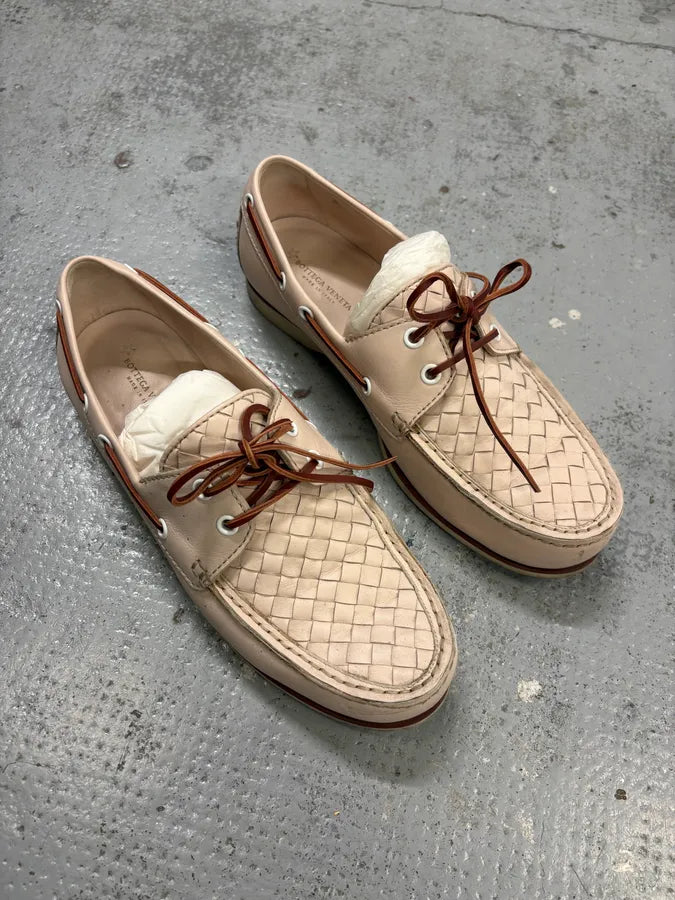 Bottega Veneta Cream Woven Leather Loafers zgbtpSI 3