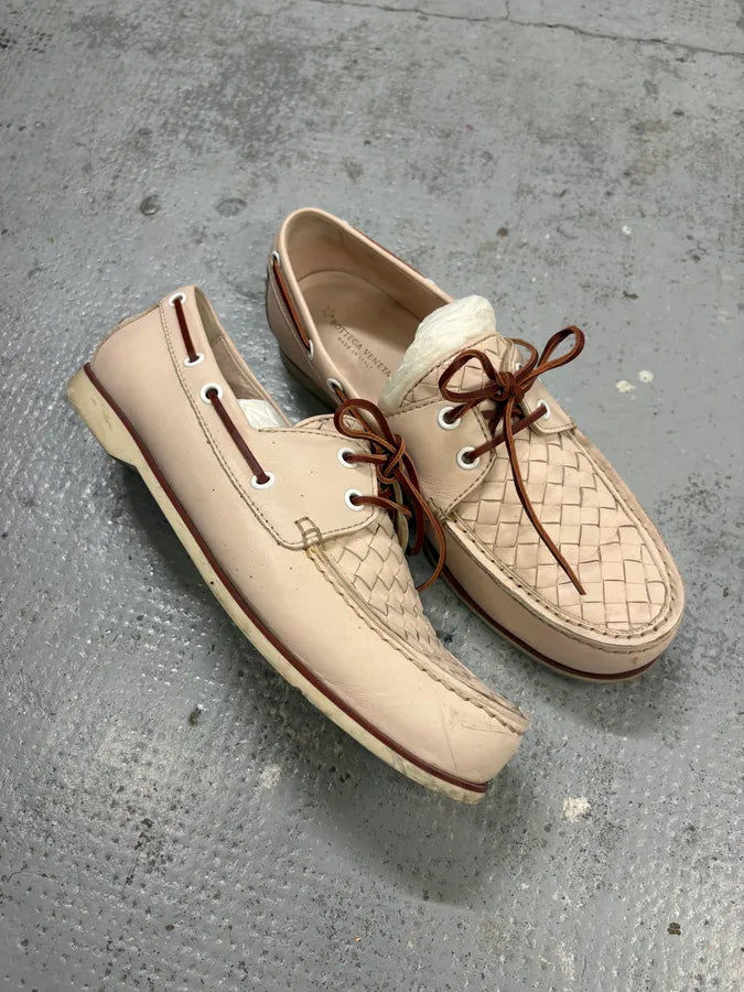 Bottega Veneta Cream Woven Leather Loafers zgbtpSI 4
