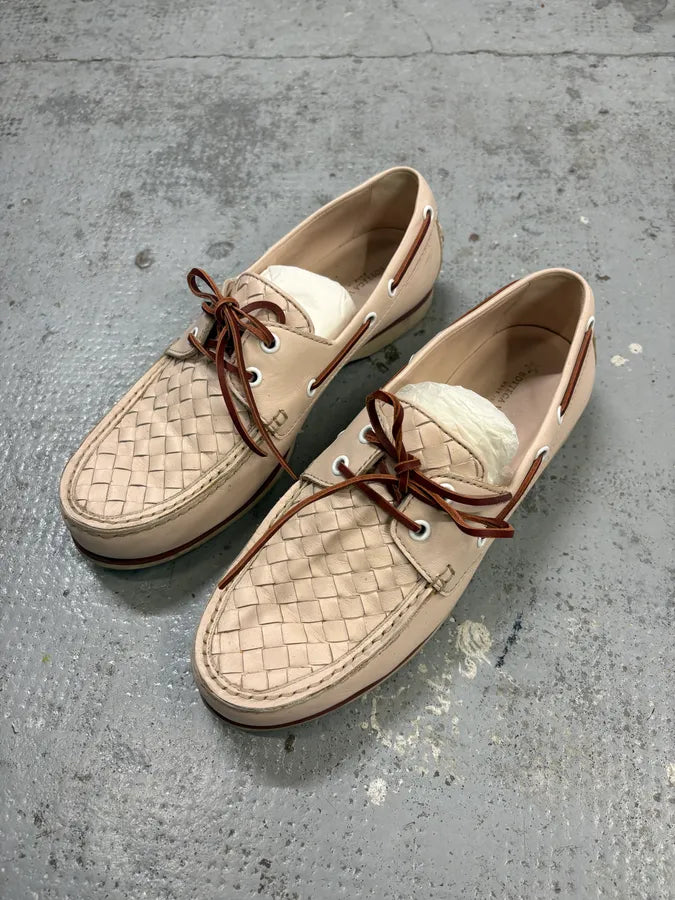 Bottega Veneta Cream Woven Leather Loafers zgbtpSI 2
