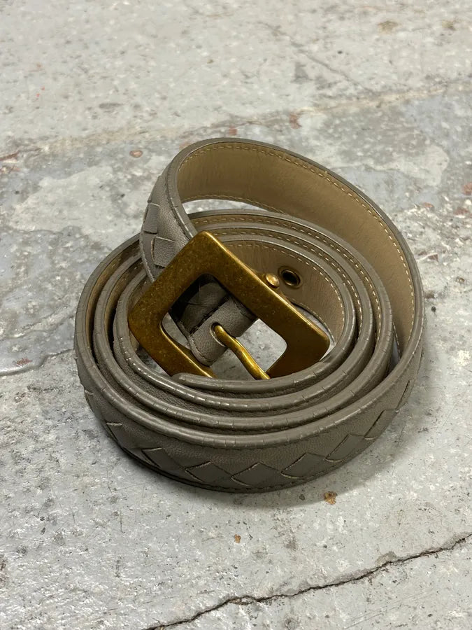 Bottega Veneta Grey Belt Intrecciato Woven Leather Belt SizUgUz 9
