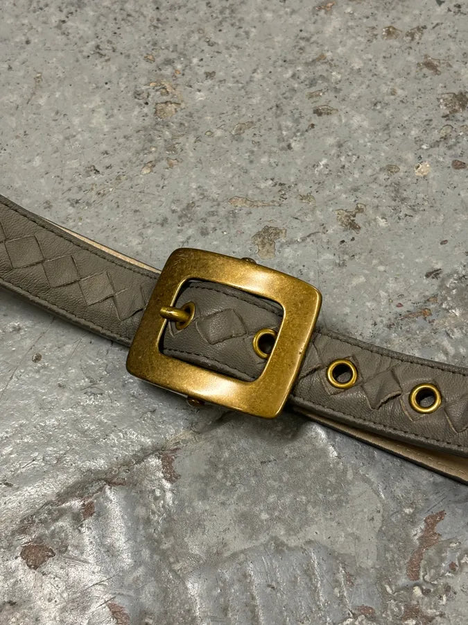 Bottega Veneta Grey Belt Intrecciato Woven Leather Belt SizUgUz 3