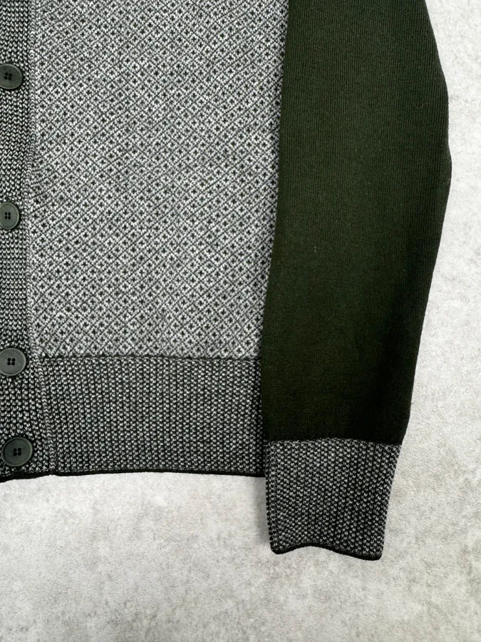 FW2017 Bottega Veneta Green & Grey Wool Cardigan oBanJDA 7