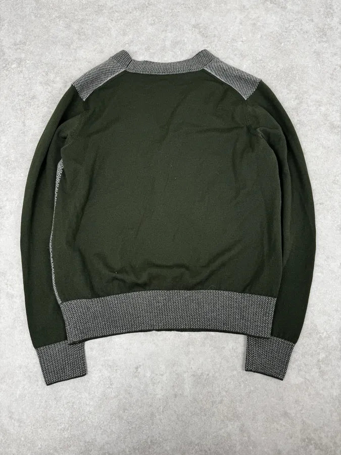 FW2017 Bottega Veneta Green & Grey Wool Cardigan oBanJDA 3