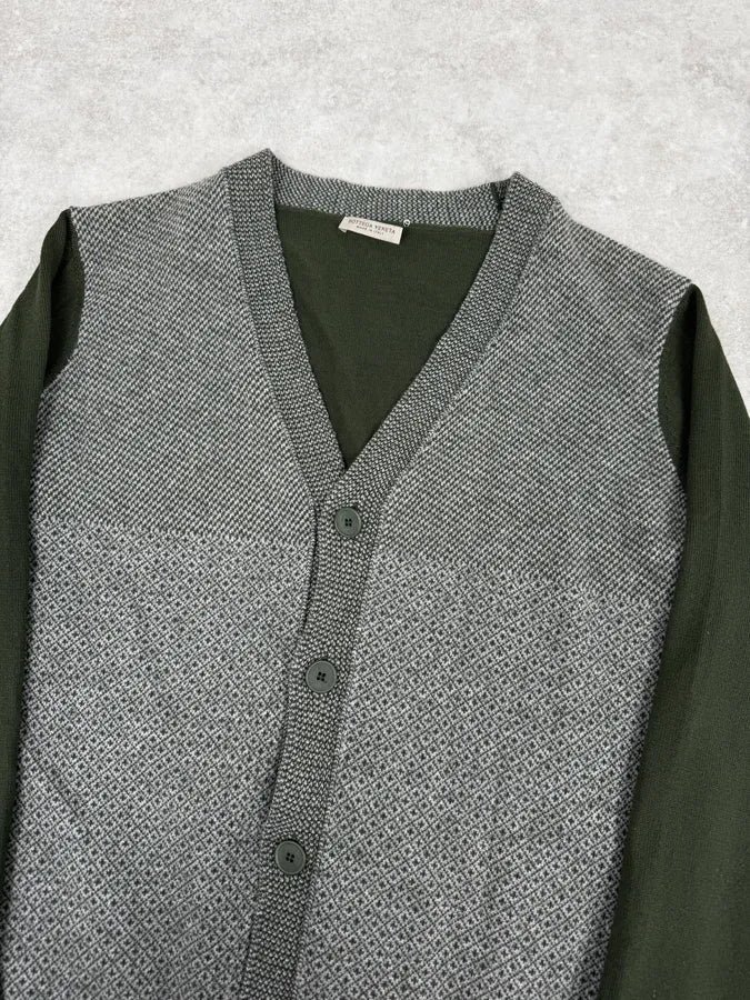 FW2017 Bottega Veneta Green & Grey Wool Cardigan oBanJDA 4