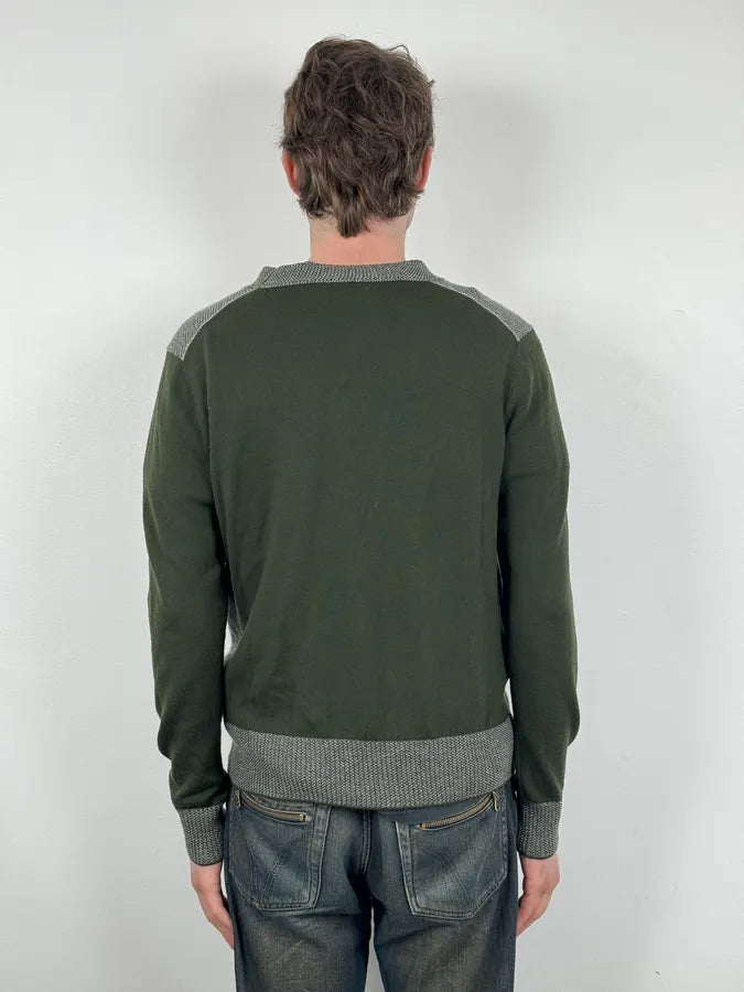 FW2017 Bottega Veneta Green & Grey Wool Cardigan oBanJDA 2