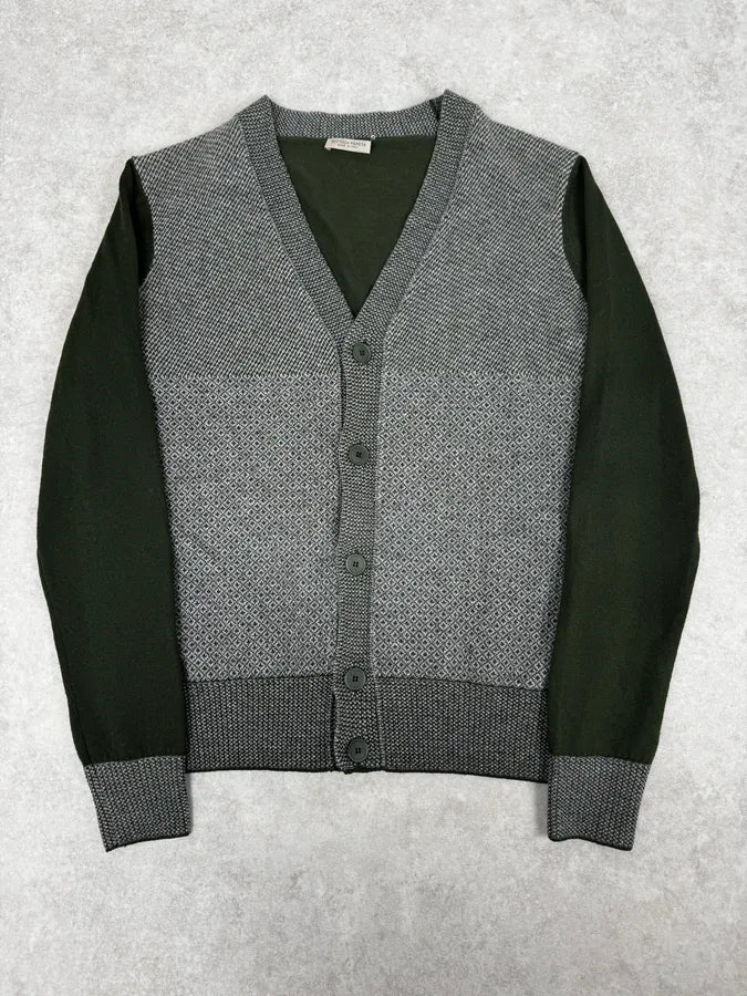 FW2017 Bottega Veneta Green & Grey Wool Cardigan oBanJDA 0
