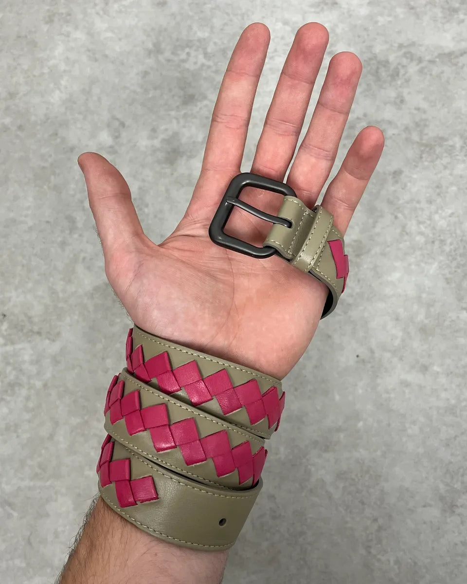 Bottega Veneta Grey & Pink Movement Leather Belt jXKkpMk 1