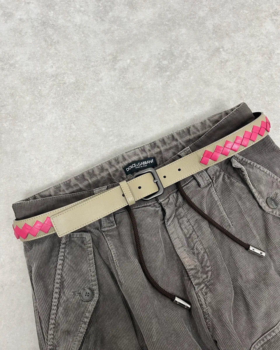 Bottega Veneta Grey & Pink Movement Leather Belt jXKkpMk 0