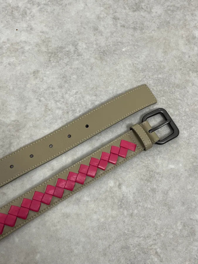 Bottega Veneta Grey & Pink Movement Leather Belt jXKkpMk 2