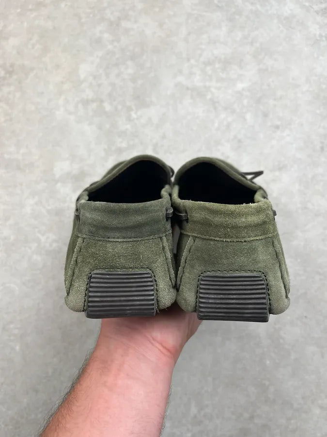Bottega Veneta Intrecciati Woven Green Suede Loafer Shoes mWcitOk 3