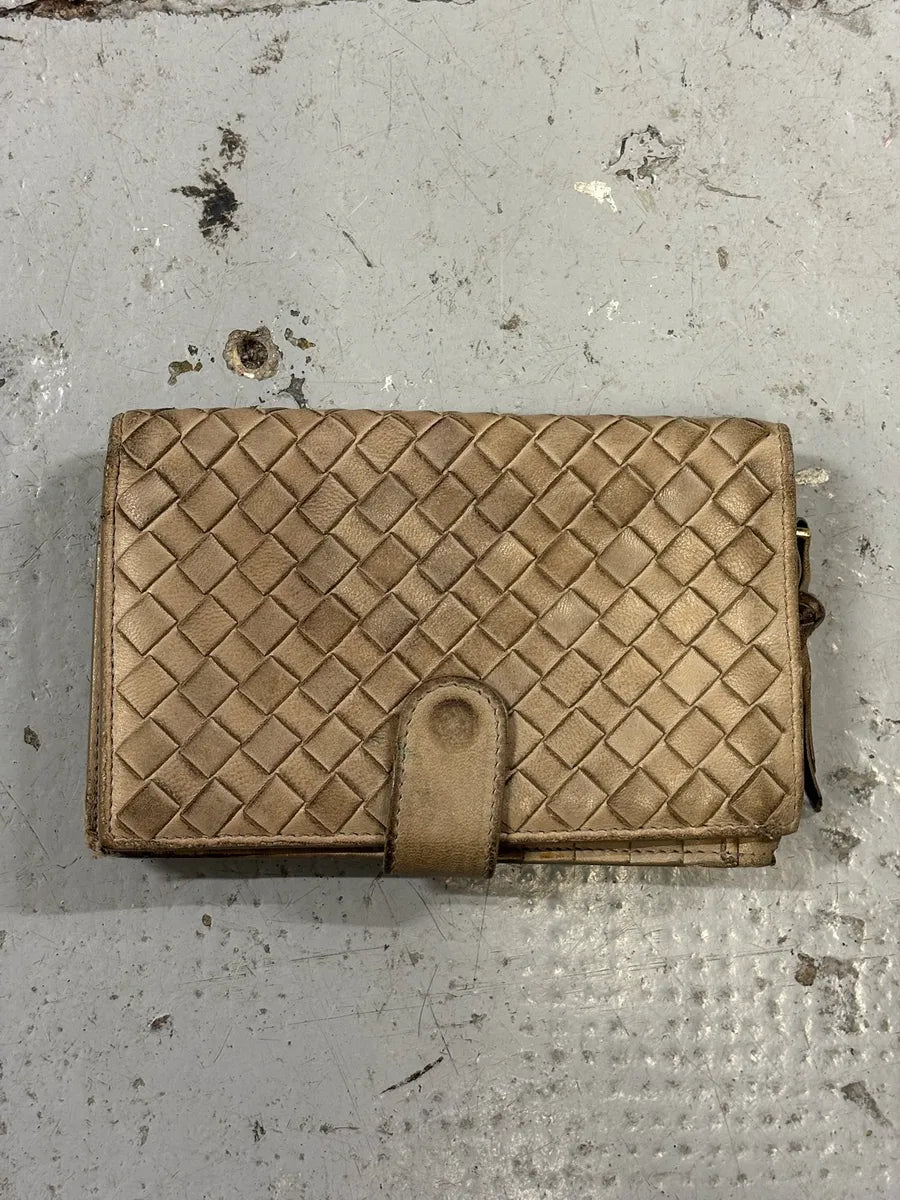 Bottega Veneta Intrecciato Beige Woven Leather Wallet doQppxy 1
