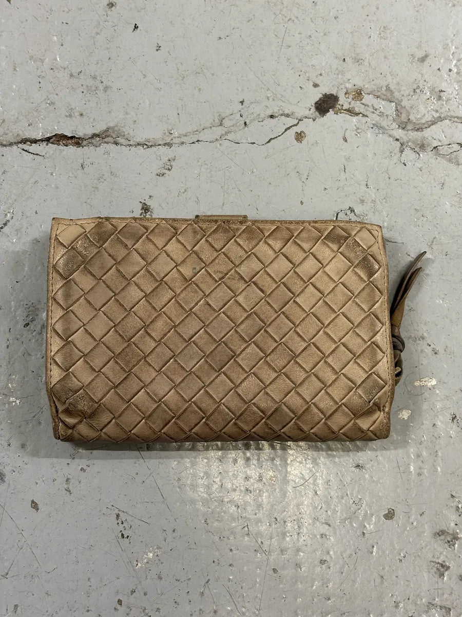 Bottega Veneta Intrecciato Beige Woven Leather Wallet doQppxy 2