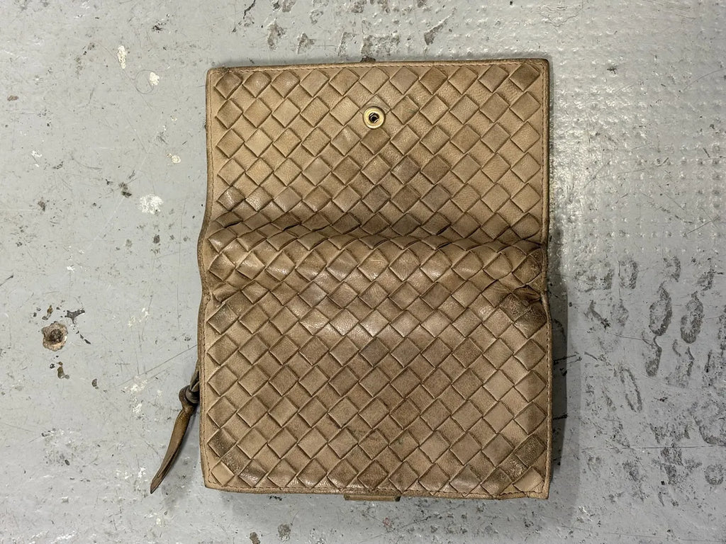Bottega Veneta Intrecciato Beige Woven Leather Wallet doQppxy 4