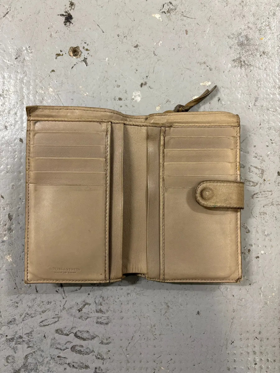 Bottega Veneta Intrecciato Beige Woven Leather Wallet doQppxy 6