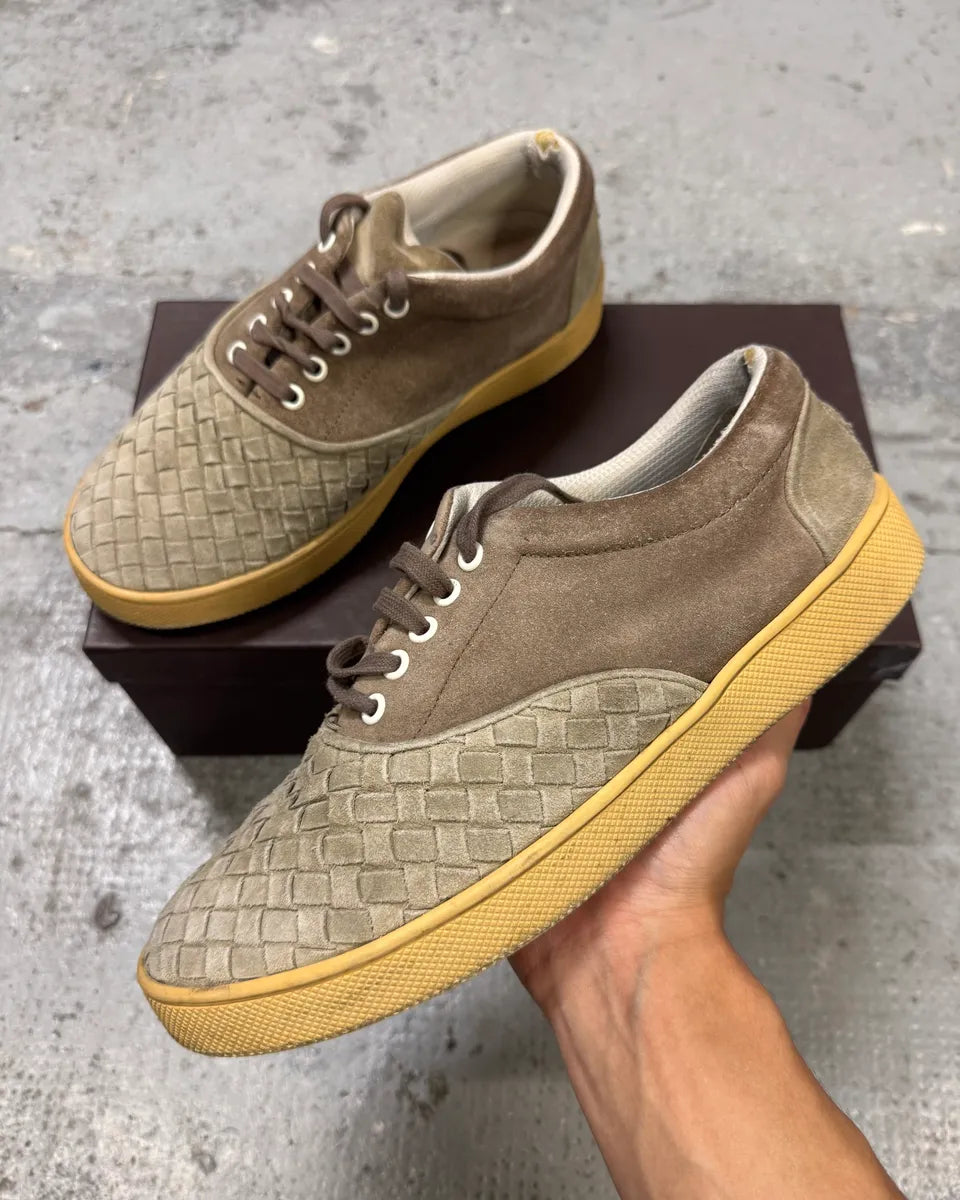 Bottega Veneta Intrecciato Woven Suede Beige Leather Low Sneakers KbIApHv 0