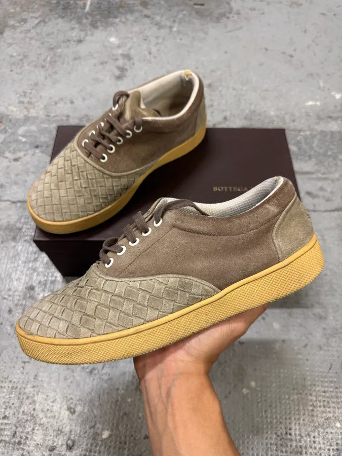 Bottega Veneta Intrecciato Woven Suede Beige Leather Low Sneakers (40eu/us7) KbIApHv 1