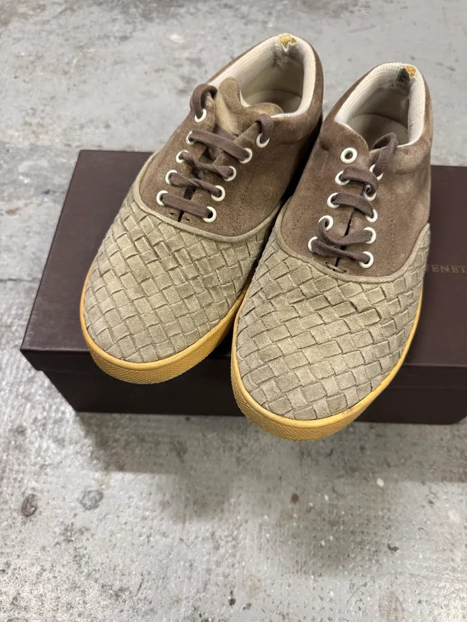 Bottega Veneta Intrecciato Woven Suede Beige Leather Low Sneakers KbIApHv 2
