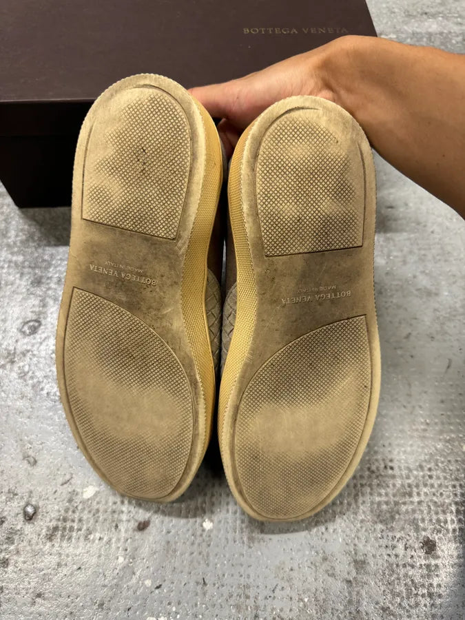 Bottega Veneta Intrecciato Woven Suede Beige Leather Low Sneakers KbIApHv 4