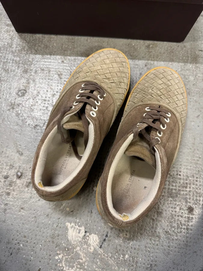 Bottega Veneta Intrecciato Woven Suede Beige Leather Low Sneakers (40eu/us7) KbIApHv 5