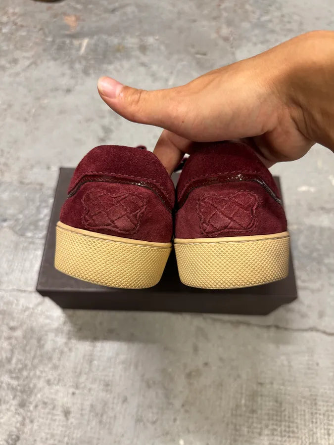 Bottega Veneta Intrecciato Woven Suede Bordeaux Leather Low Sneakers (40eu/us7) EqXOzbe 3