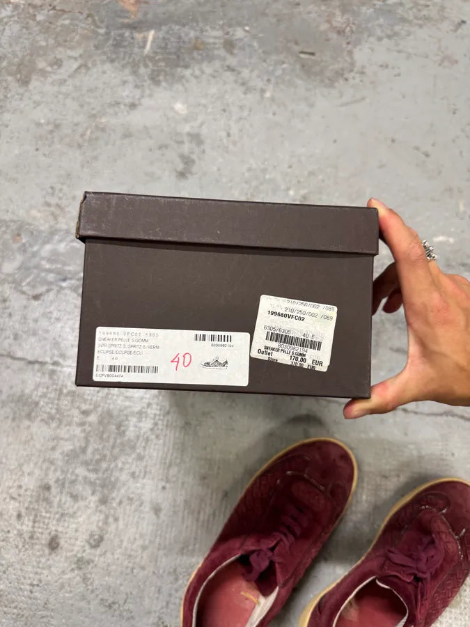 Bottega Veneta Intrecciato Woven Suede Bordeaux Leather Low Sneakers (40eu/us7) EqXOzbe 8