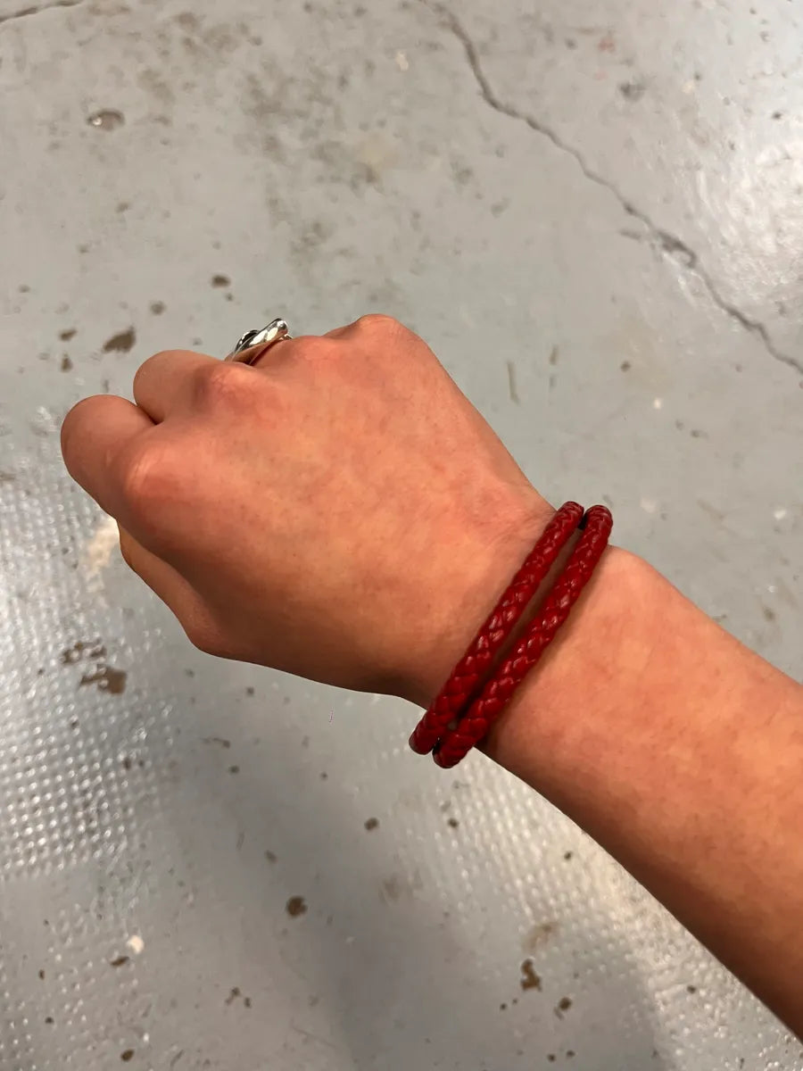 Bottega Veneta Knot Red Leather Armband Bracelet aMhALpz 1