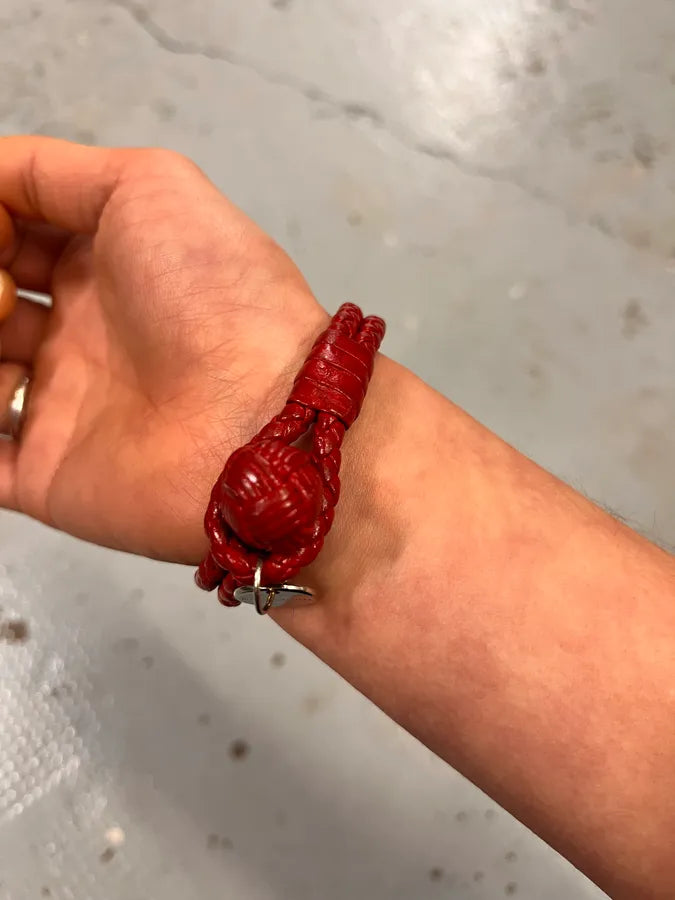 Bottega Veneta Knot Red Leather Armband Bracelet aMhALpz 3