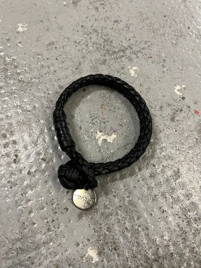 Bottega Veneta Knotted Closure Black Leather Bracelet  rSnWbae 1