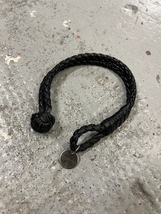 Bottega Veneta Knotted Closure Black Leather Bracelet  rSnWbae 4