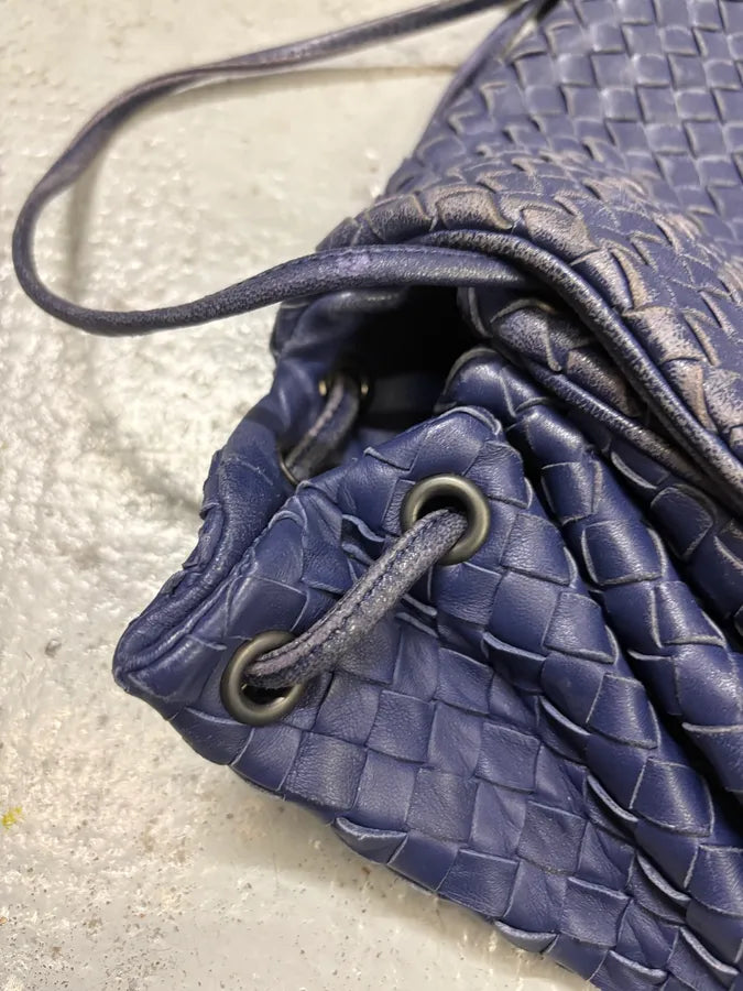 Bottega Veneta Navy Leather Intrecciato Woven Shoulder Bag CdQldvl 5