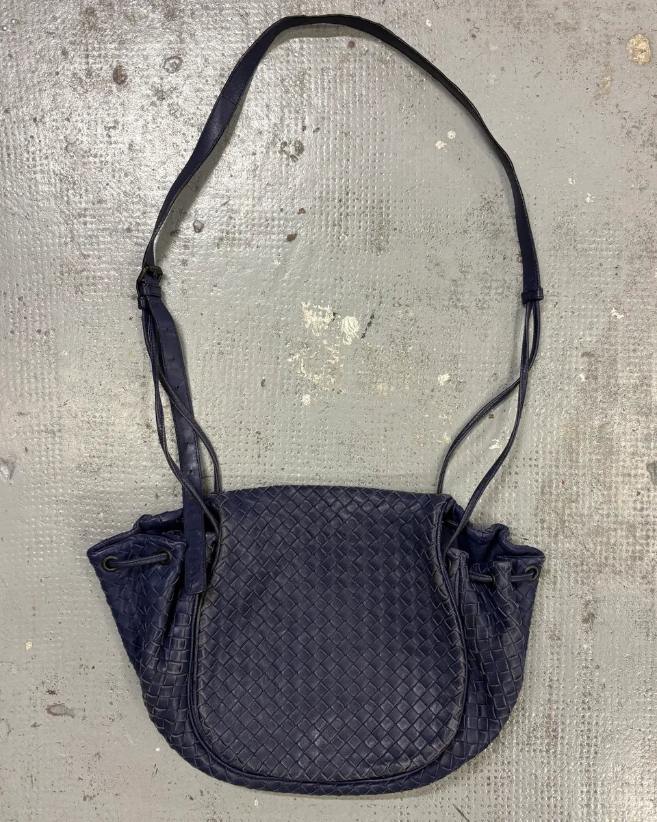 Bottega Veneta Navy Leather Intrecciato Woven Shoulder Bag CdQldvl 0