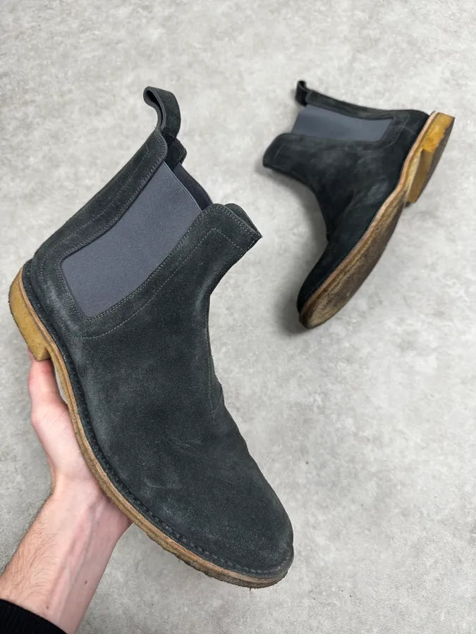 Bottega Veneta Clear Faded Black Suede Chelsea Boots snIzyQP 0