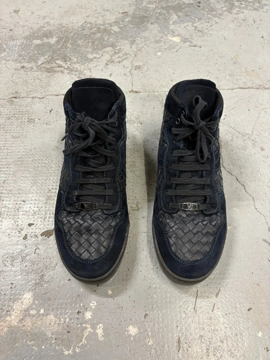 Bottega Veneta Navy Woven Leather Sneakers TjhWbHW 2