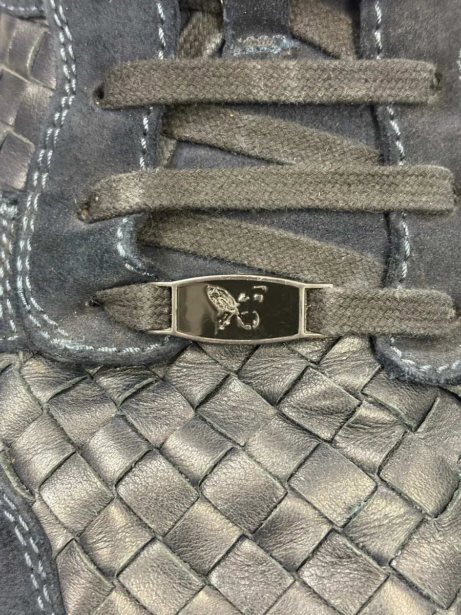 Bottega Veneta Navy Woven Leather Sneakers TjhWbHW 5